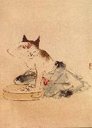 Hiroshige, Ando Cat Bathing China oil painting reproduction